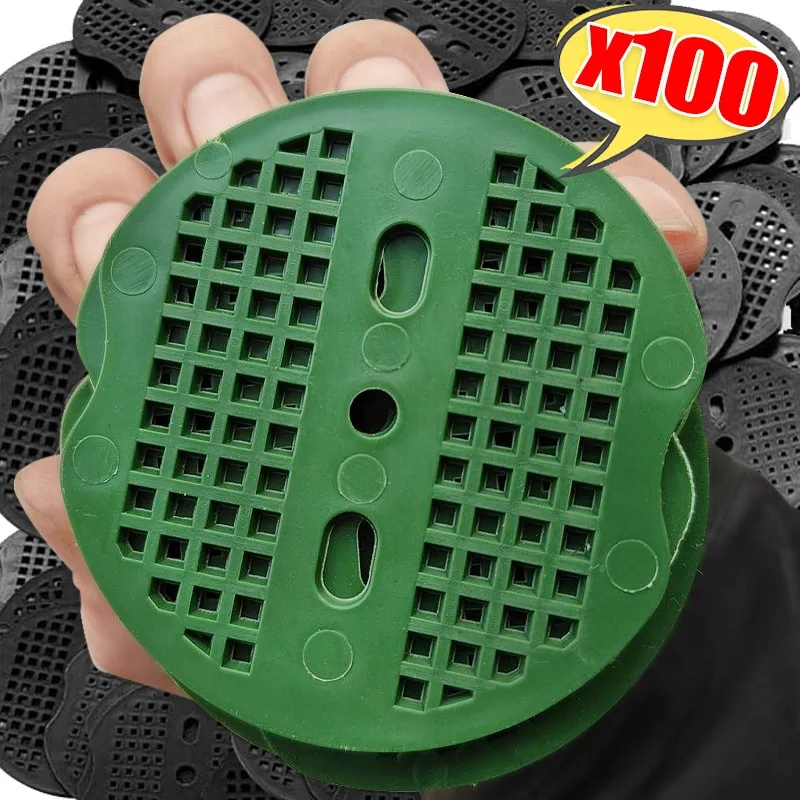 

10/100x Plastic Gaskets for U-shaped Nail Black Green Garden Landscape Staple Gasket Pins Pad for Outdoor Weed Barrier Yard Tent