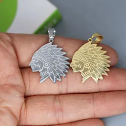 2pcs/Lot Native American Men Indian Chef Charm Stainless Steel Pendant for Necklace Bracelets Jewelry Making Supplies Wholesale