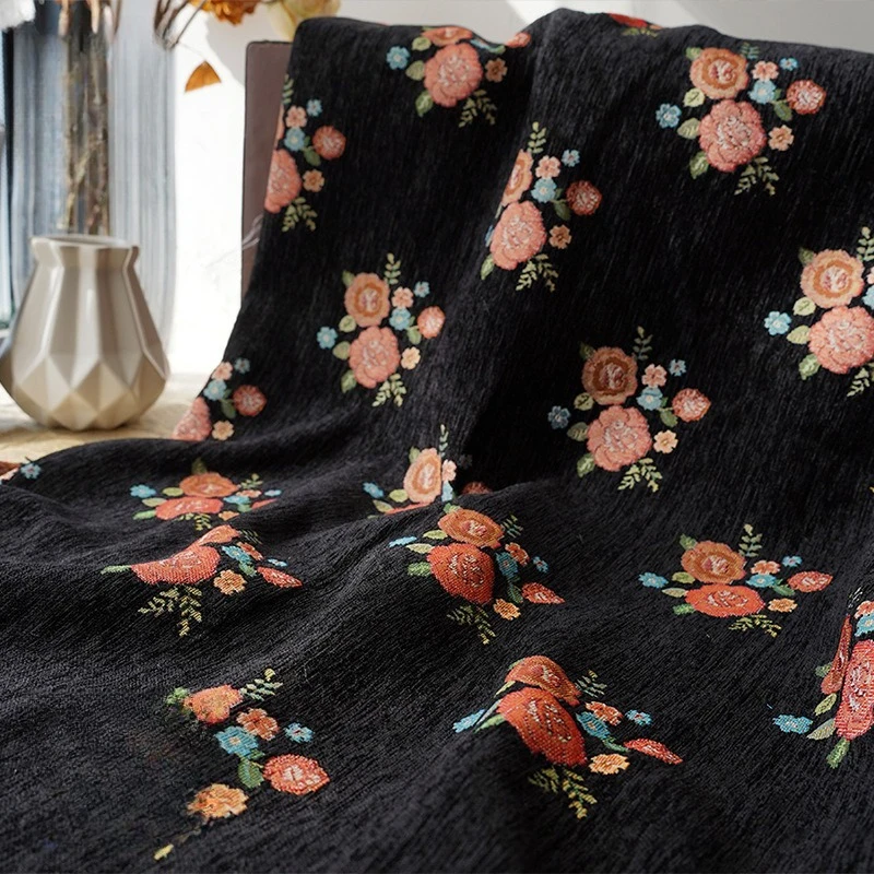 

Thick Chenille Small Floral Jacquard Yarn-Dyed Stiff Fabric Aesthetic For Clothing Shoes Fashion Autumn Winte Bulk Wholesale