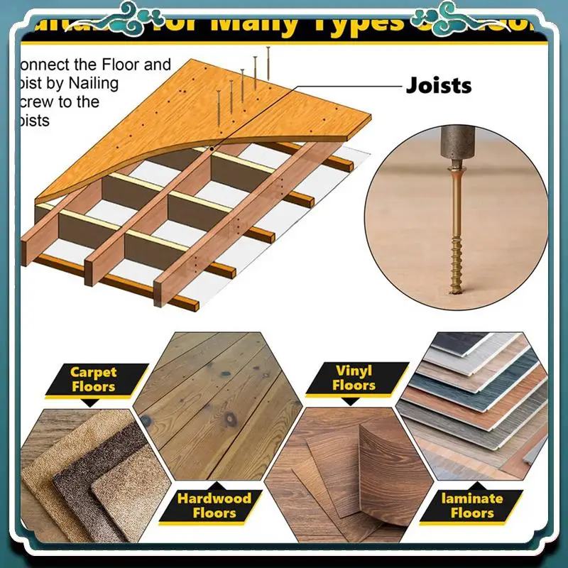 Reliable 2X Floor Repair Kit, No More Squeaks Kit Eliminates Floor Squeaks, Fits Most Carpet Hardwood Floors