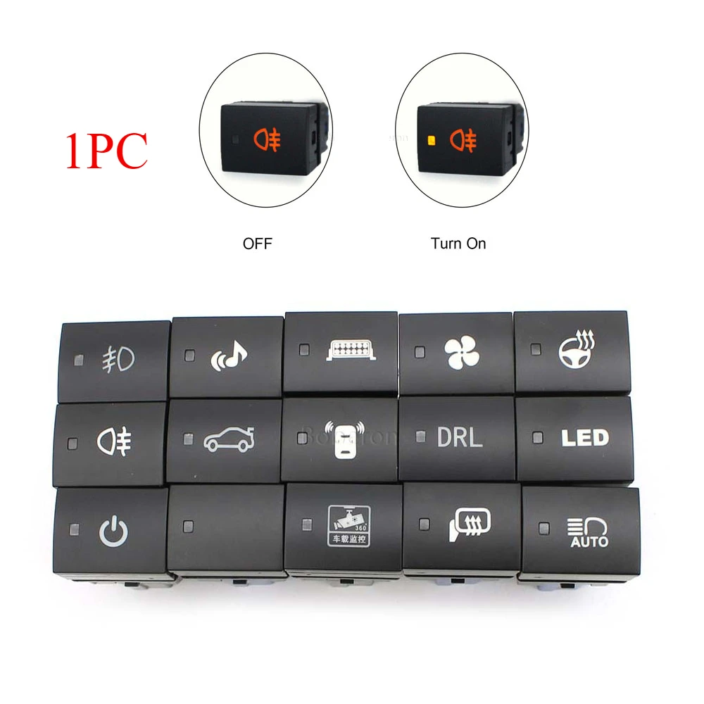 1PC Car Headlight Music Rear Fog Light Fan Radar Button Switch with Wire Fit for SYLPHY KICKS 2020 X-Trail T33 X-Terra 2023
