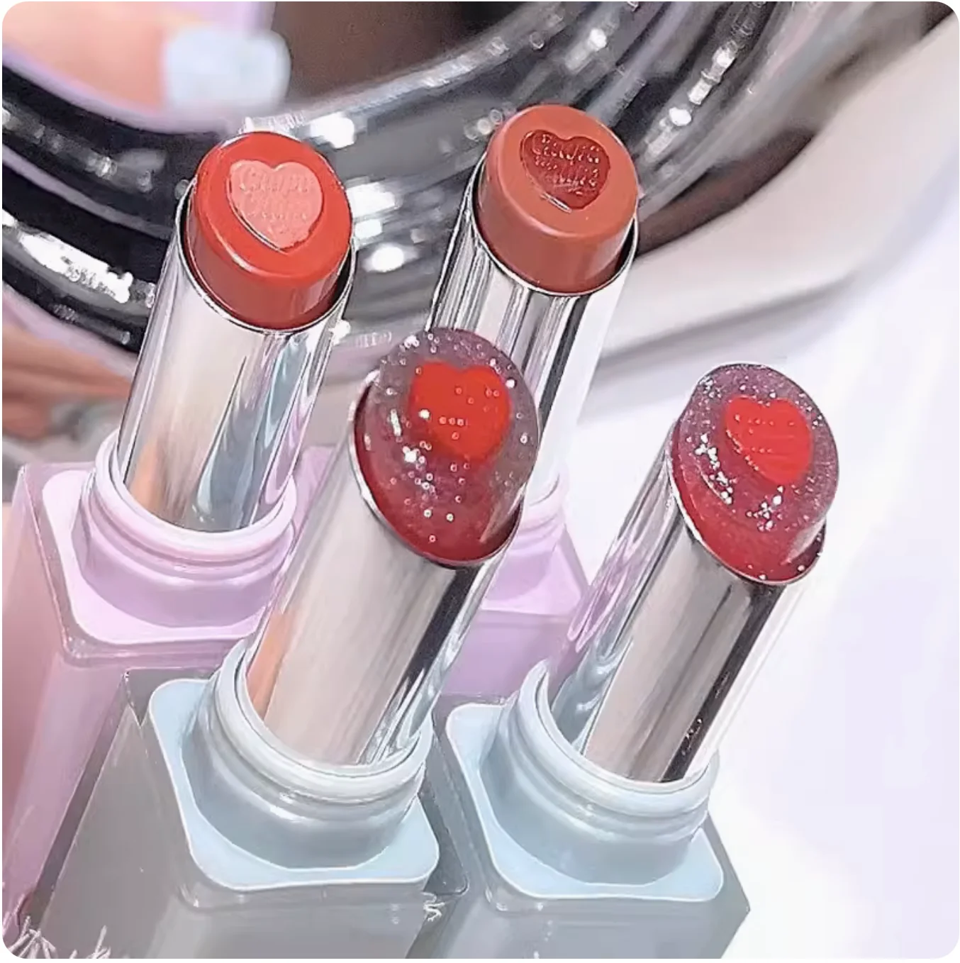 

Joocyee Glazed Rouge Lipstick Gem Sandwich Crystal Makeup Korean Cruelty-Free Vitamin Tinted Lip Balm Natural Gloss Finish