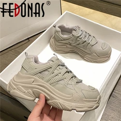 FEDONAS Newest Women Genuine Leather Sneakers High Platforms Cross-tied Casual Shoes Woman Wedges Sport Shoes Woman Sneakers