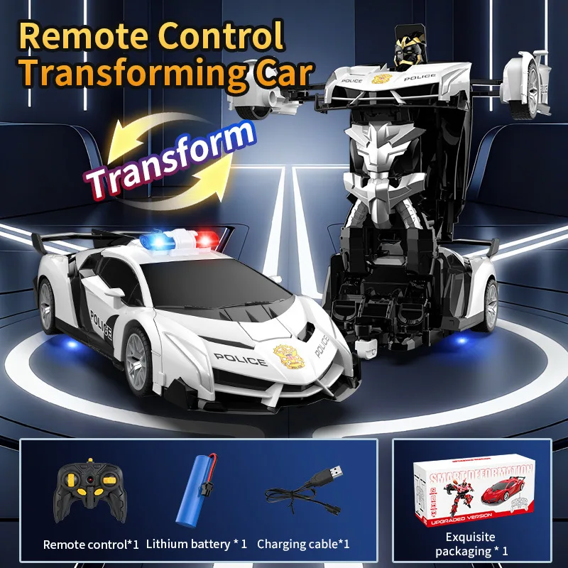 CD 1:18 Scale RC Car One Button Transform 360 Spin LED Lights 2.4GHz USB Rechargeable for 8-12 Yrs