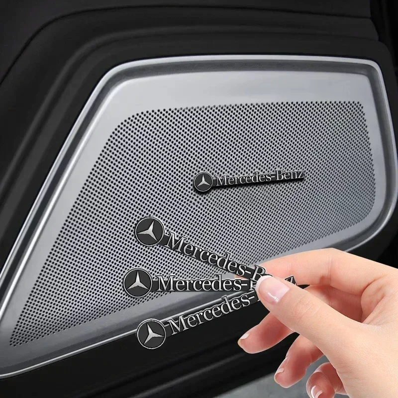 Tiny Metal Car Audio Fob Logo Sticker Automobile Stereo Speaker Cover Shield Emblem Badge Aluminum Decal for Mercedes Benz AMG