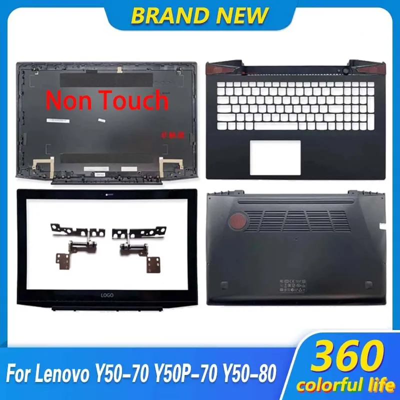 

Non Touch Case For Lenovo Y50 Y50-70 Y50-80 Laptop LCD Back Cover Front Bezel Hinges Palmrest Upper Top Lower Bottom Case Black