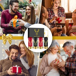 Hediye Kutusunda küçük Şarap Bardağı, Yaratıcı Geyik Kafası Deseni, Plastik, 12 GA, Shot Bardakları, gelin Partisi, Drinkware, 4 Adet Set plastikteki en büyük cam satışlarından 12'si-no. 5