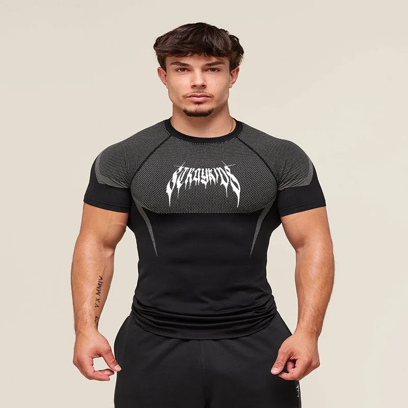 Novedad de verano, camiseta ajustada para hombre, Jogger YA, deportes, Fitness, sensación de hielo, ajustada, entrenamiento para