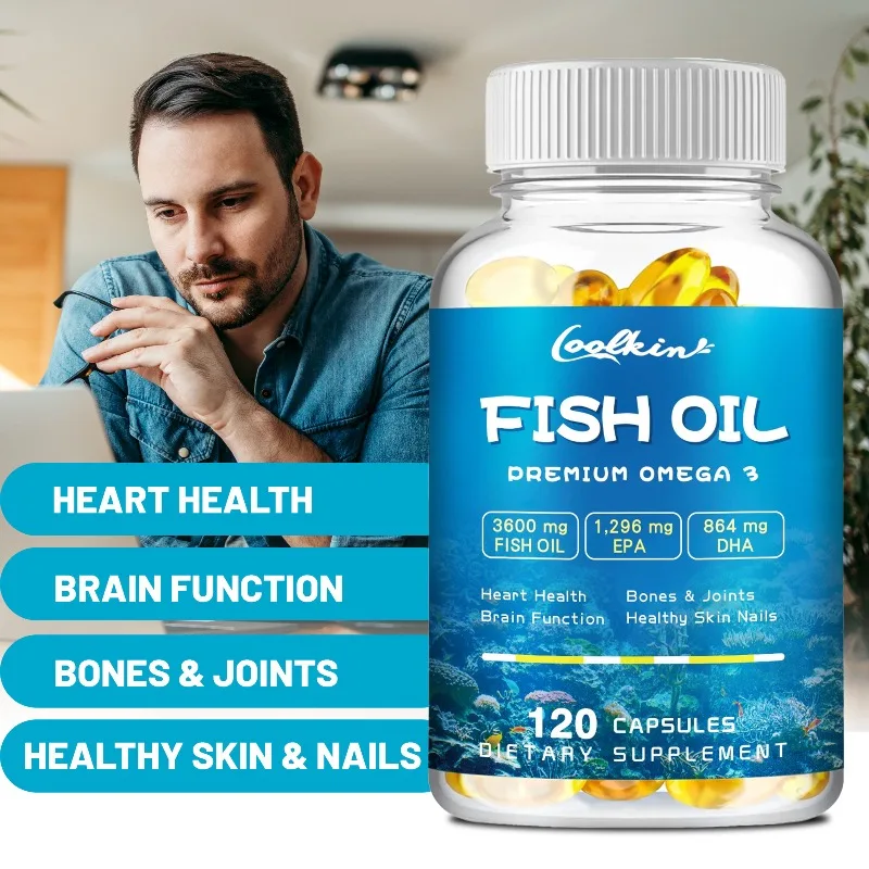 

Omega 3 Fish Oil with EPA DHA - Supports Brain, Liver, Heart, Joint & Immunity, Improve Sleep and Mood