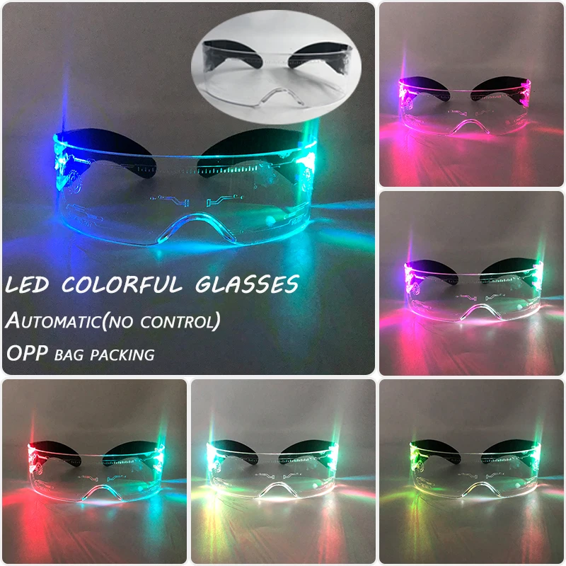 Cyberpunk LED-Leuchtbrille Futuristische Leuchtende Unisex-Brille Coole Leuchtende Brille für Cosplay Bar Rave Club Halloween-Party