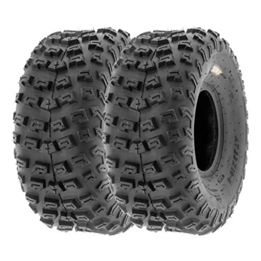 [Set of 2] 22x10-8 22x10x8 ATV UTV A/T Knobby Race Replacement 6 PR Tubel Tire A030