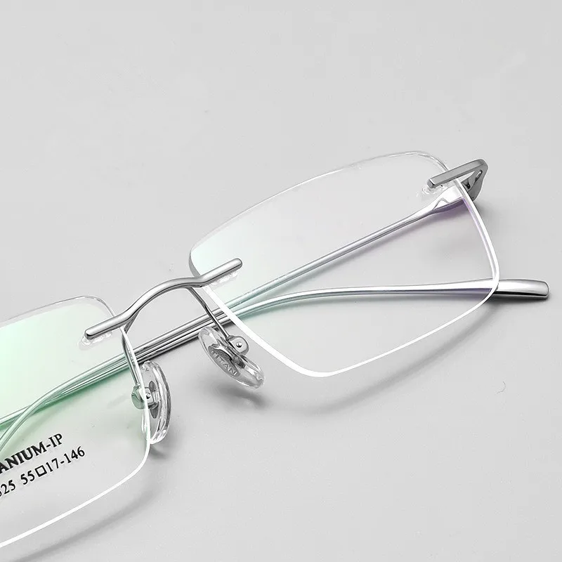 New frameless pure titanium prescription eyeglass frame business rectangular small frame myopia anti blue light eyeglass frame