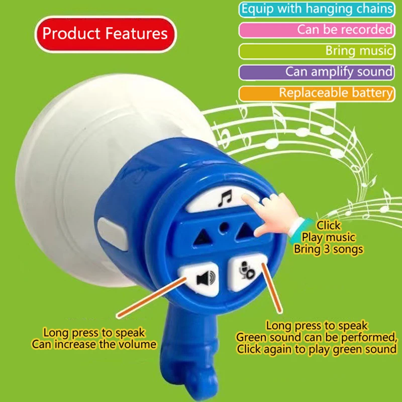 

Funny Simulation Mini Speaker Bag Charm Keychain Creative Handheld Recordable Speaker Megaphone Handbag Pendant