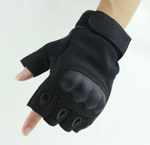 Guantes de medio dedo antideslizantes para exteriores, guantes tácticos para deportes, tiro, caza, Airsoft, motocicleta, negro