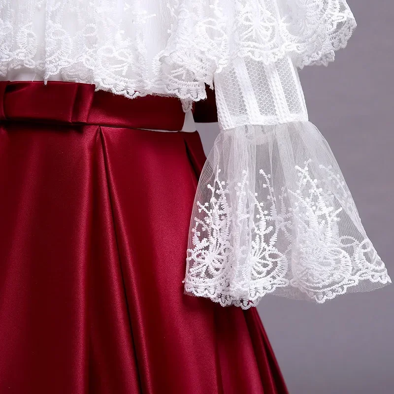 Vestido de satén de princesa para niños, vestido de baile de graduación, espectáculo de paseo, hasta el tobillo, cuello redondo, vestidos de flores para niñas, nuevo