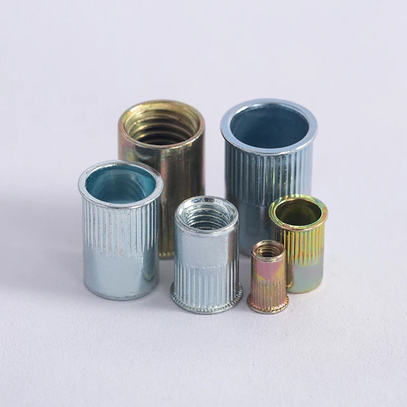 Metric M3-M12 Flat Head Blind Rivet Nuts, 304 Stainless Steel Carbon Steel Aluminum Rivnuts for Automotive Furniture Sheet Metal