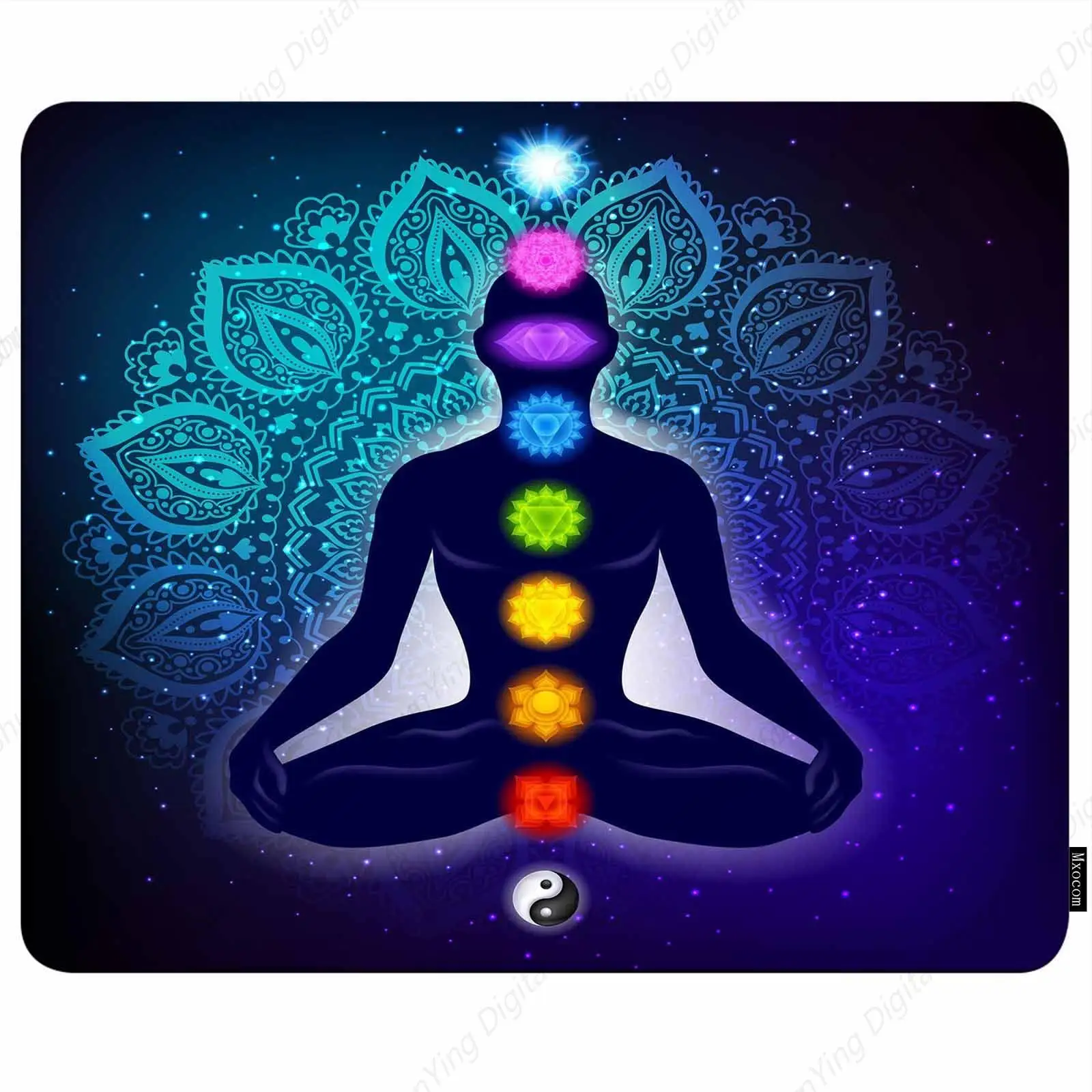 Meditation Human Mouse Pad Lotus Halo Mandala Tai Chi Anti Slip Rubber Mouse Pad Suitable For Computer Laptop Office 25*30cm