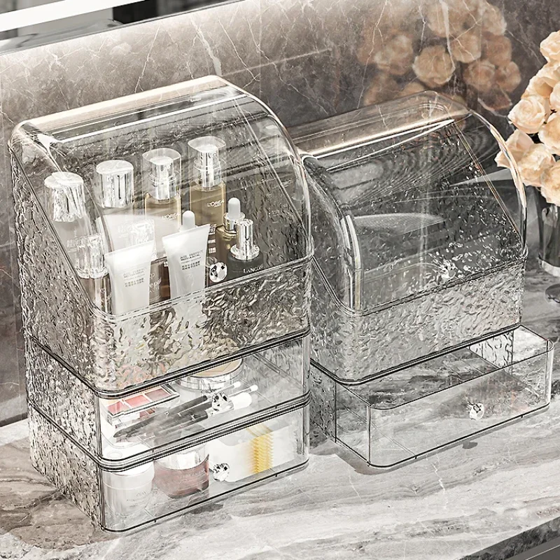 

Transparent Makeup Organizer Dust-Proof Vanity Case Multi-Layer Storage for Lipstick and Skincare Ideal for Desktop Storage