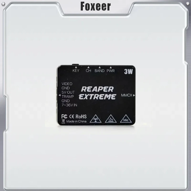 

FOXEER 5.8G Reaper Extreme 3W 72CH VTX 25 мВт/200 мВт/500 мВт/1,5 Вт/3 Вт Регулируемый для дальнего радиоуправляемого дрона FPV
