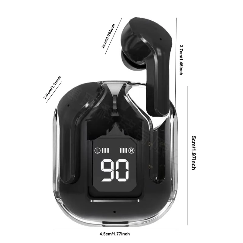 Macaron Bright Color Digital Battery Display Pocket Sized Clear Shell Bluetooth Earphones Lightweight Earbuds