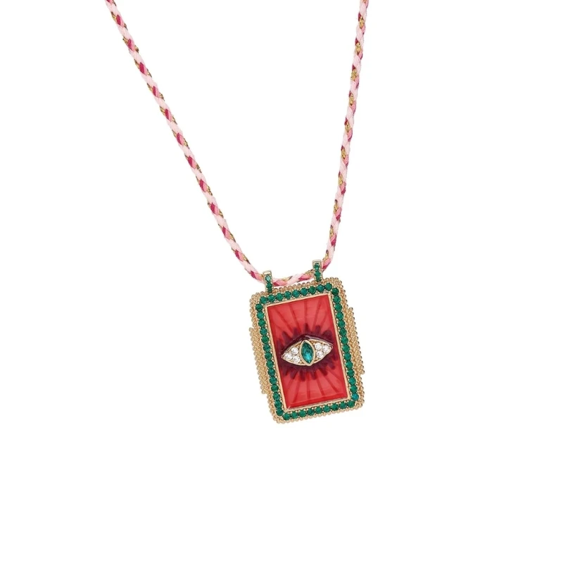 Artistics Bohemian Styles Necklace With Tarot Card Sun Moon and Heart Pattern N2UE