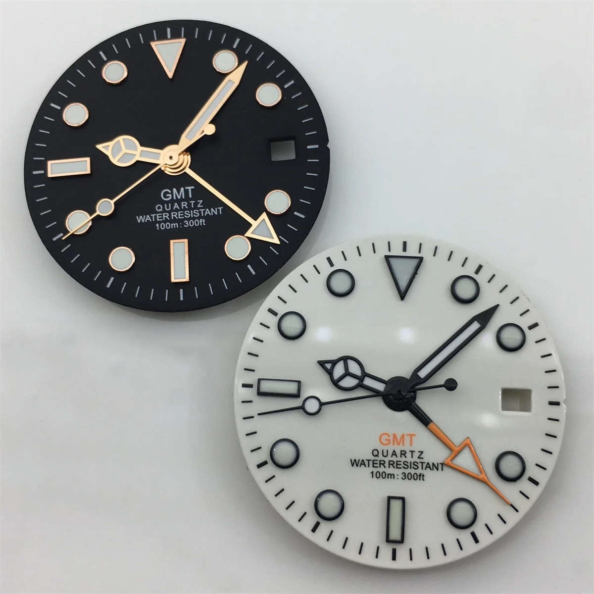 29mm GMT quartz white Black dial for RONDA 515 quartz movement Watch Replacement accessory Green Luminous ·