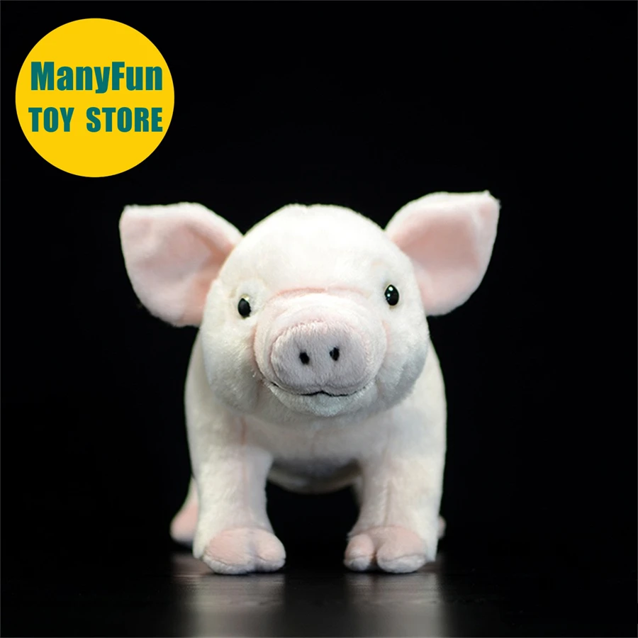 Realistic Pink Pig Plush Toy - Hog Stuffed Animal, Lifelike Piggy Doll Toys, Cute Farrow Plushie Gift for Kids Collectors