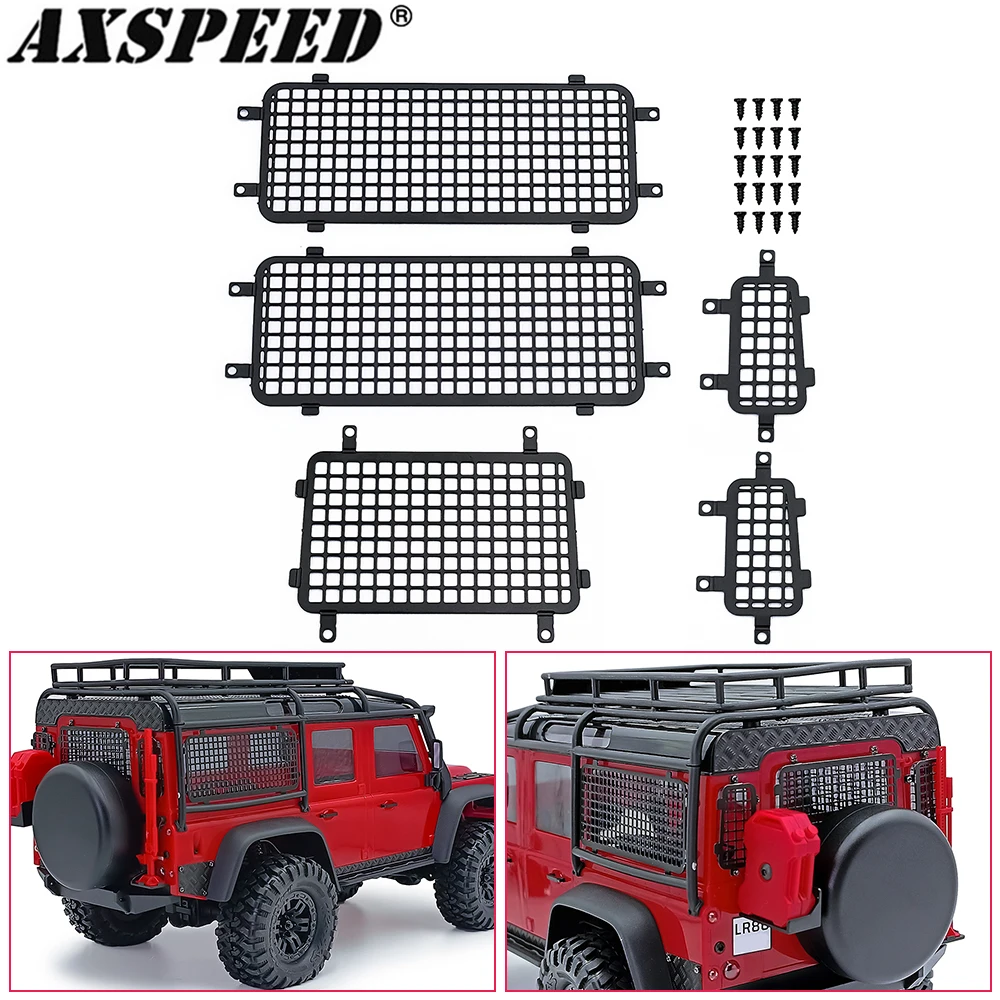

AXSPEED металлическая стерео оконная сетка, боковая сетка заднего окна для 1/18 RC Crawler TRX4M Defender, обновленные детали