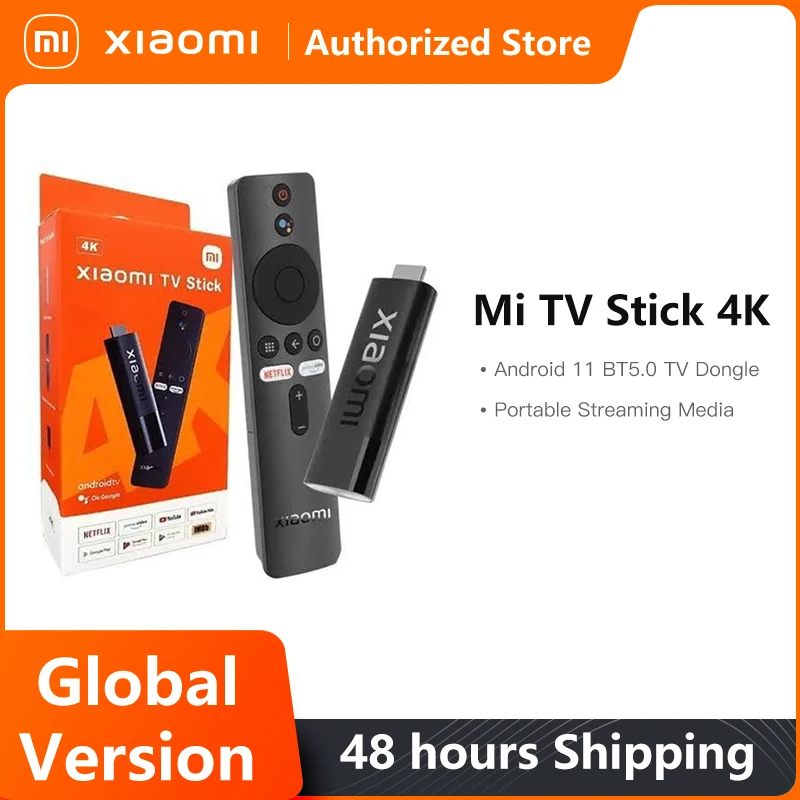 Глобальная версия Xiaomi Mi TV Stick 4K Android TV 11 Четырехъядерный процессор 2 ГБ ОЗУ 8 ГБ ПЗУ Bluetooth Netflix Wi-Fi Google Assistant Youtube Box