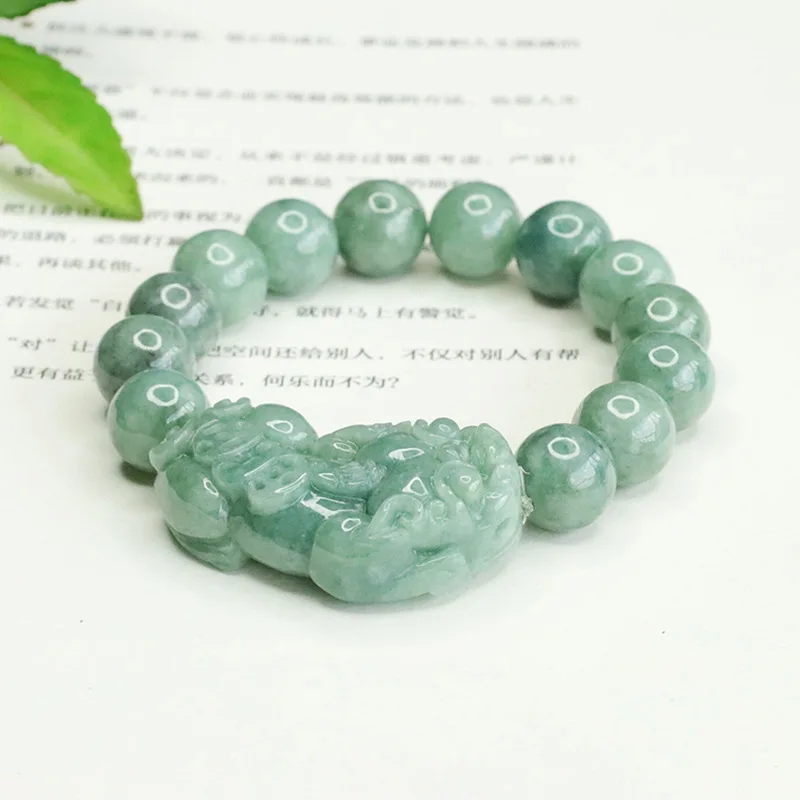 Natural Emerald Full Color Pi Xiu Bracelet Jade Men's Factory Wholesale Generation