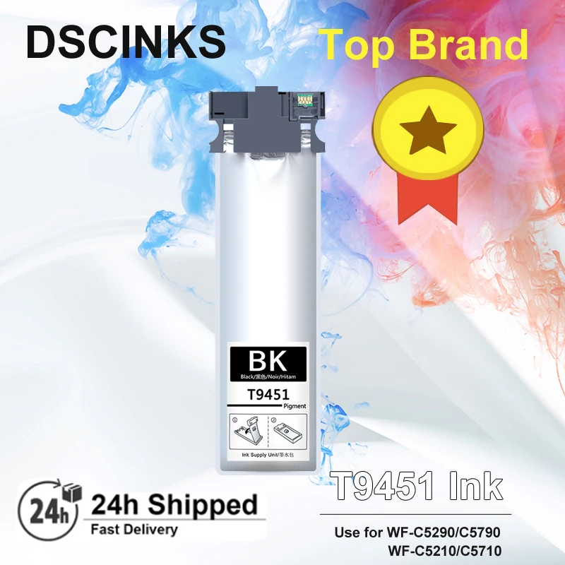 T9451 T9452 T9453 T9454 Pigment ink Bag For Epson WorkForce Pro WF-C5290 WF-C5790 WF-C5210 WF-5710 printer ( Europe version ）