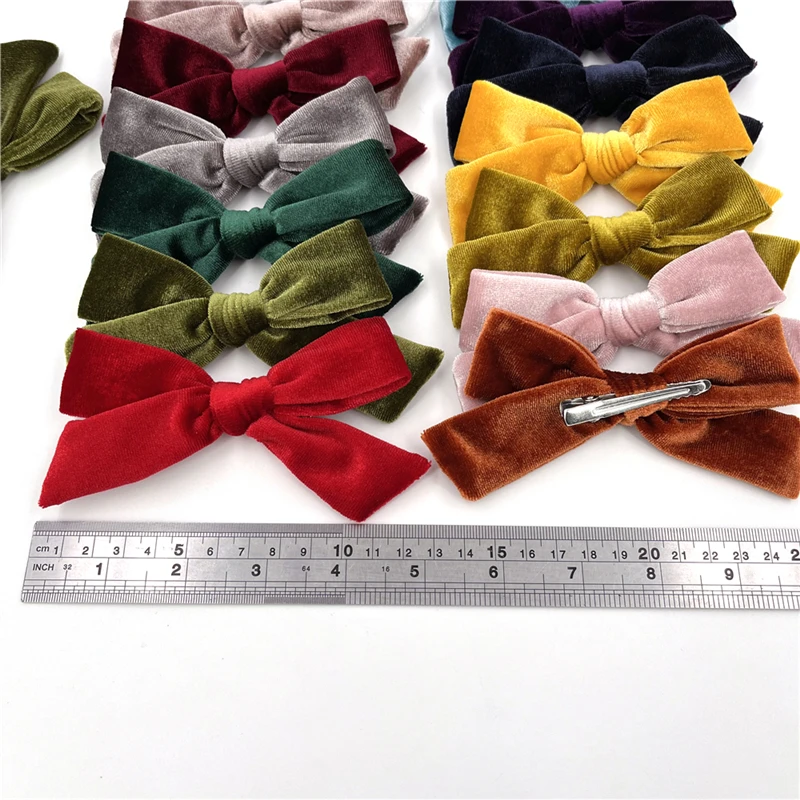 2 PCS 5 Inches Velvet Bow Hair Clip for Toddler Baby Girls Alligator Clips Little Girl Teen Women Velvet Hair Bows