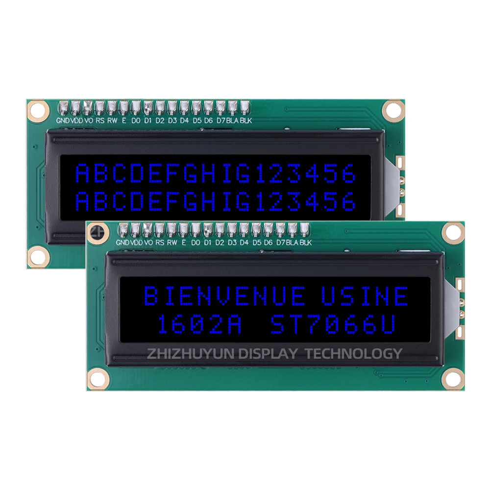 Placa adaptadora IIC 1602A, módulo LCD de caracteres europeos, BTN, película negra, texto blanco, pantalla monocromática 16x2, interfaz IIC 12C 5V