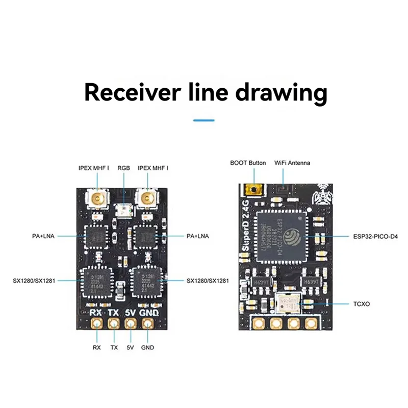 B49C Super D ELRS Diversity Receiver Exprsslrs RX 2T Antennas TCXO In For RC FPV Long Range/Freestyle Drone ELRS
