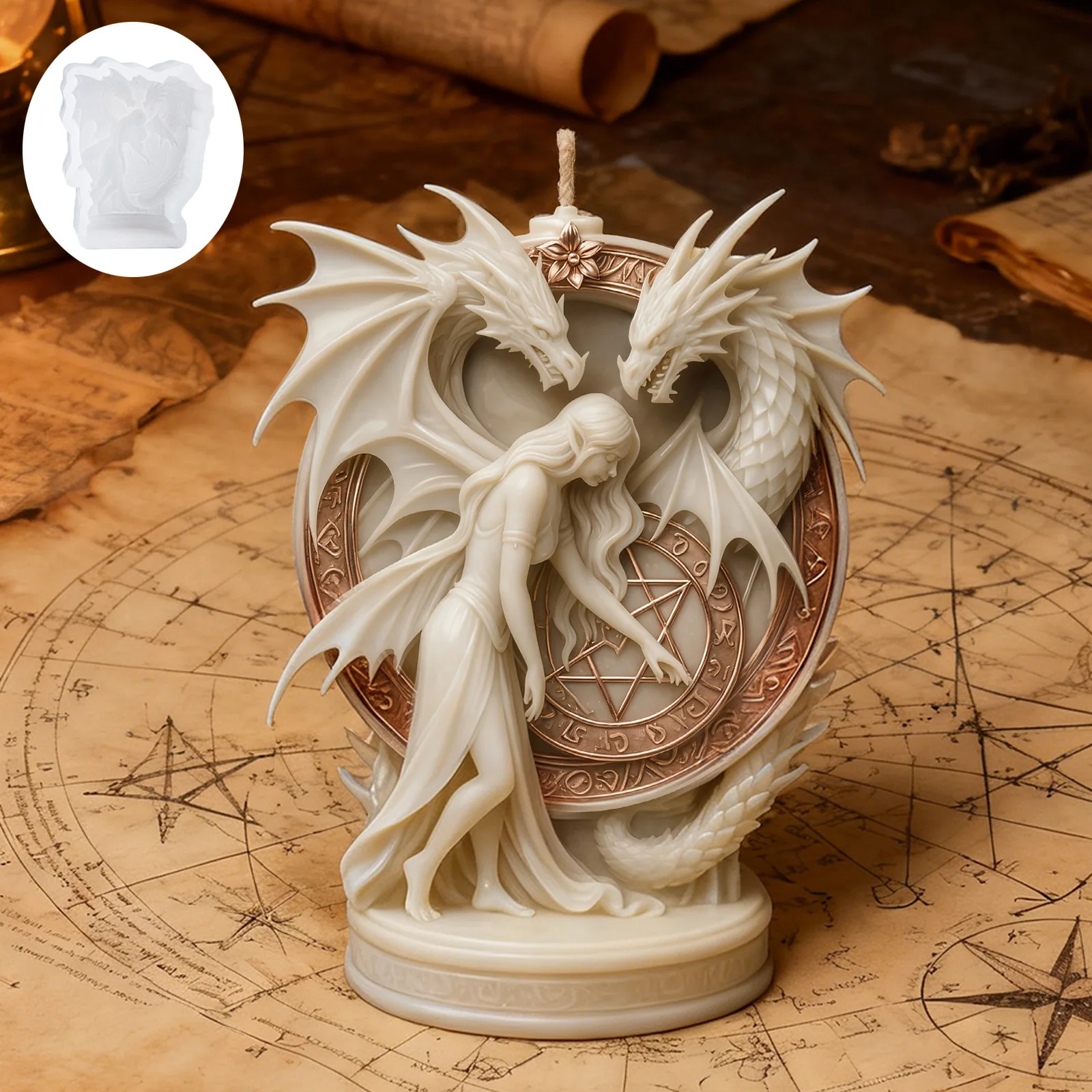 

Силиконовая форма для свечей «Эльф и Дракон»: DIY креативная форма для создания рельефных портретов, ароматических свечей, диффузоров, декоративных изделий из гипса и смолы