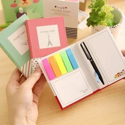 1Pcs Colorful Sticky Notes Notebook Memo Pad Bookmark Paper Sticker Notepad Office Stationery Pen Random Color