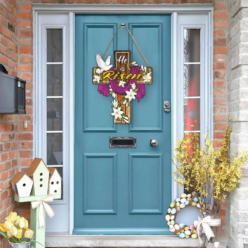Porta de páscoa sinal de boas-vindas decoração de madeira porta sinal de boas-vindas fazenda sala estar ornamento sazonal decoração floral cena adereços