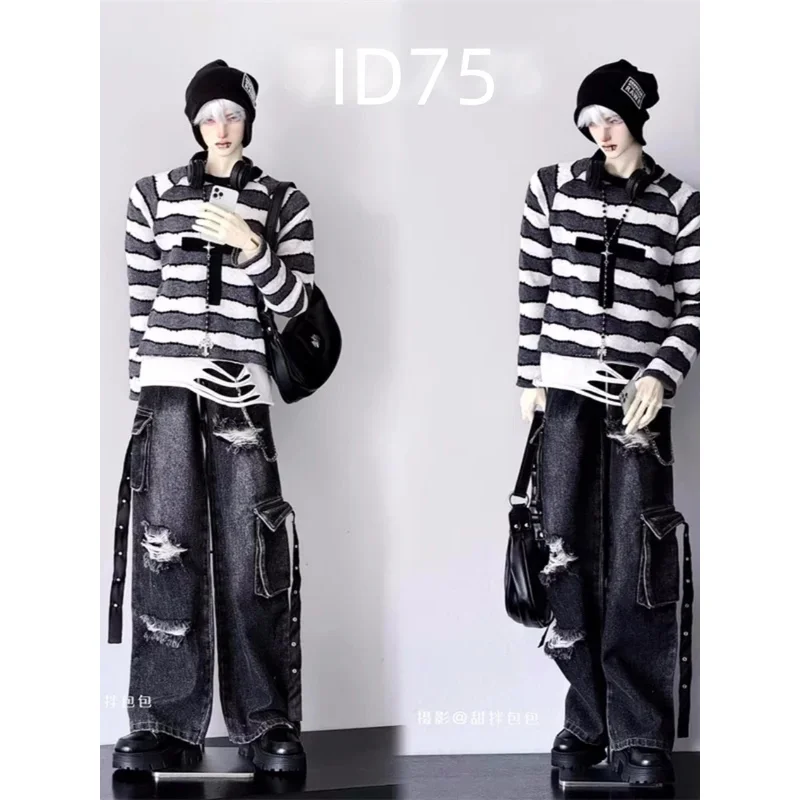 Pantaloni per Bambole BJD, Giocattoli per Ragazzi e Ragazze ID75, Jeans Strappati, Pantaloni Larghi Neri per Danza Quotidiana, Accessori per Bambole