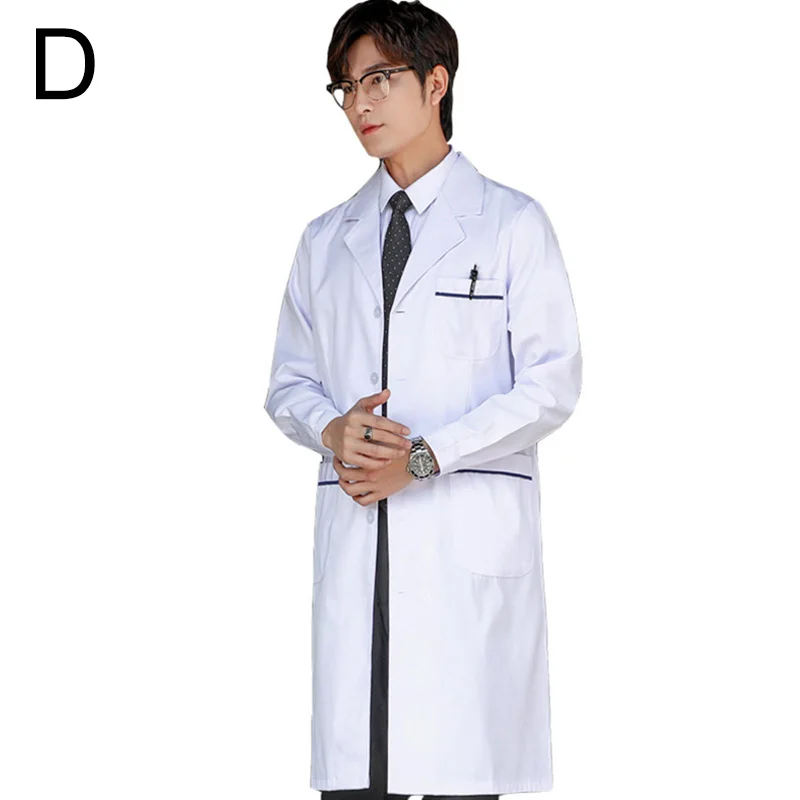 Bata de laboratorio blanca Unisex de manga corta/larga, uniforme de médico y enfermera, Túnica, blusa, ropa de trabajo