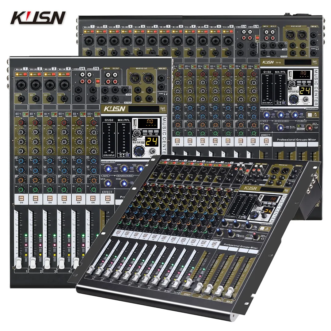 16 Channel 2 Group Professional Audio Mixing Console Digital Mixer Sound Mixer Console with 24-bit DSP Bluetooth MP3 USB