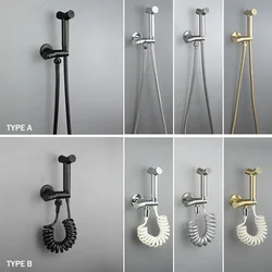 Brass Bidet Single Cold Faucet Push Button Switch Handheld Bidet Spray Shower Set Toilet Shattaf Sprayer Rinse Sanitary Shower