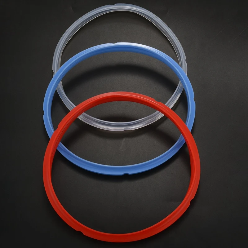 Silicone Sealing Ring For Pressure Cooker Pot Accessories, Fits 5 Or 6 Quart Models, Red, Blue And White, Pack Of 9