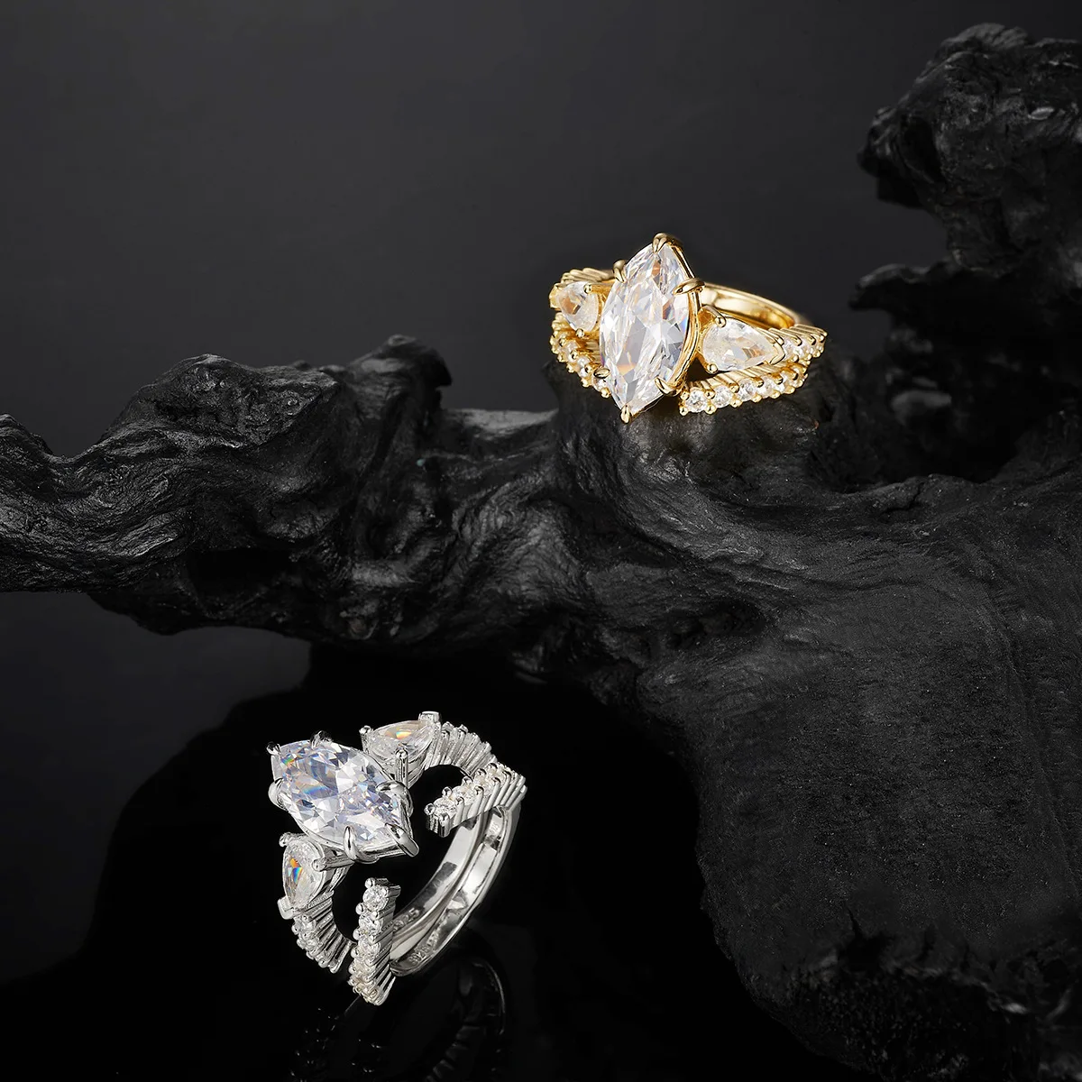 Sparkling Hip Hop Full Moissanite Ring For Men Original 925 Sterling Silver Jewelry Shiny Stylish Men's Moissanite Diamond Ring