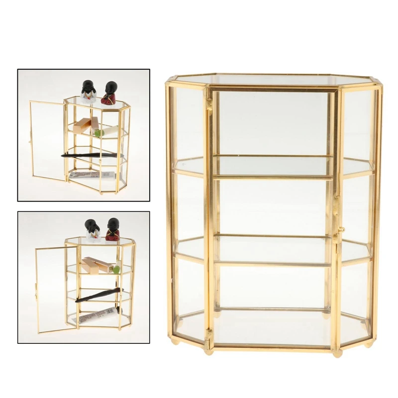 3-Tier Jewelry Box Glass Makeup Organizer Jewelry Box Multifunction Display Case For Dressing Table Decoration Storage