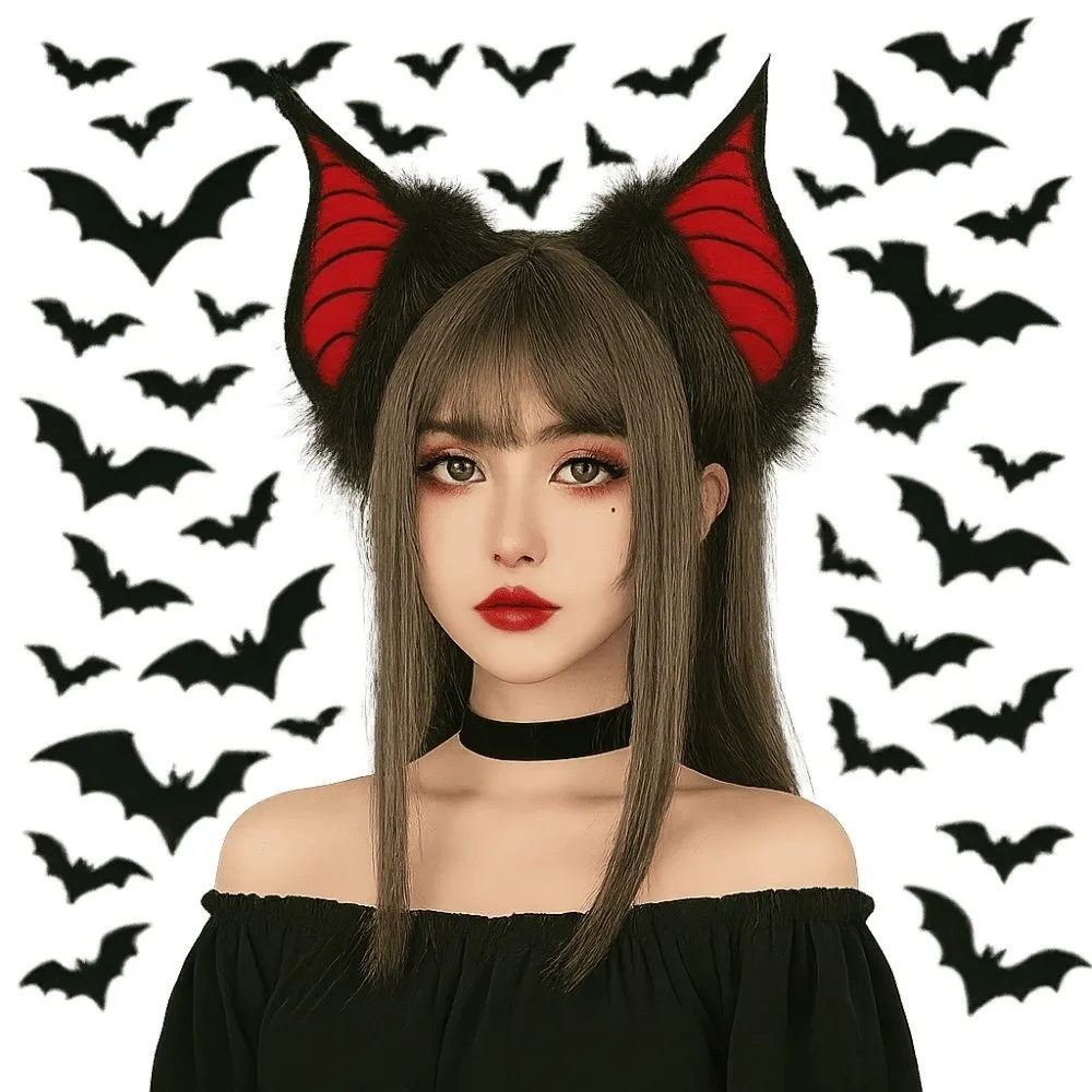 Creative Bentable Halloween Costume Cosplay Props Furry DIY Bat Wings Transparent Belt 3D Bat-like Ears