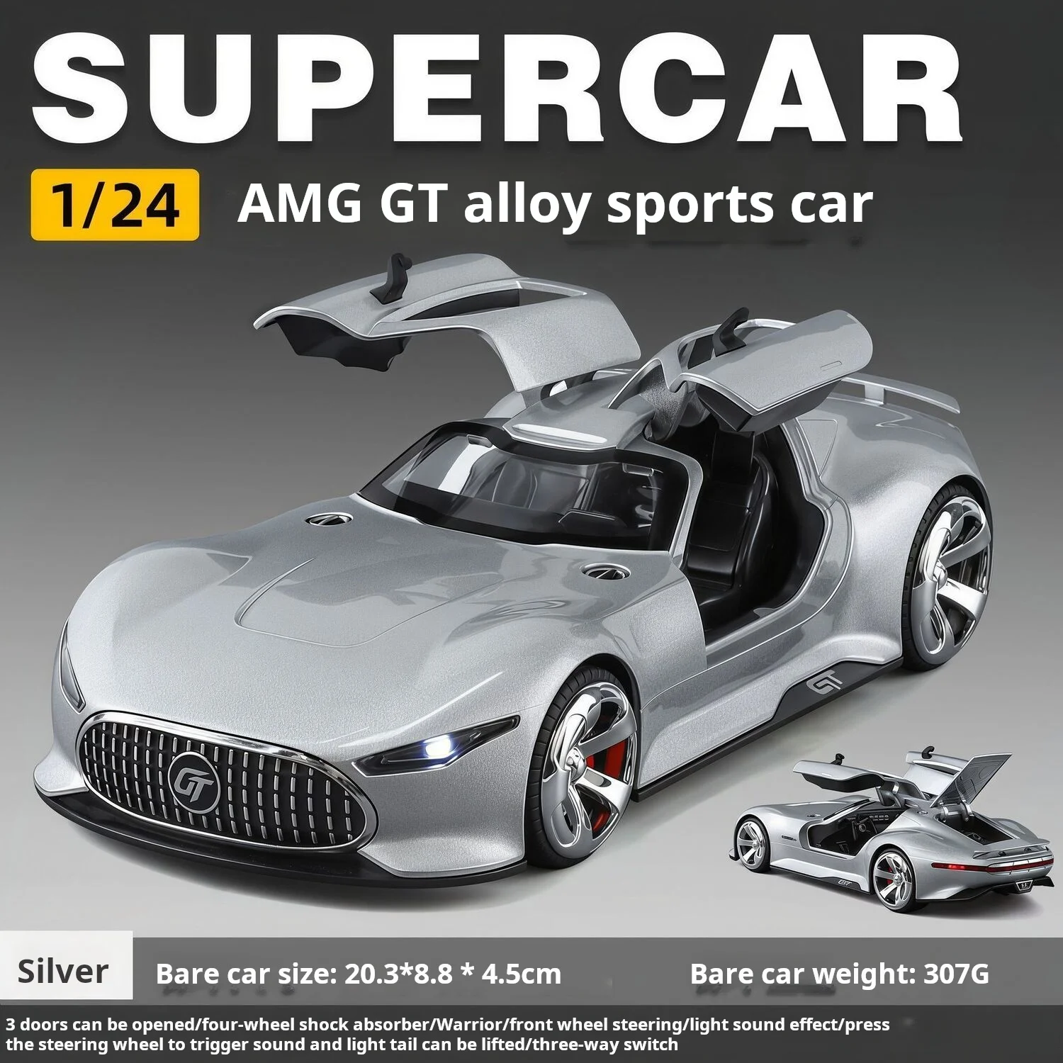 Authentic product 1:24 ratio Alloy Car Model Collectibles Man toy gift,Free hot-selling Doll Pendant with Every Purchase