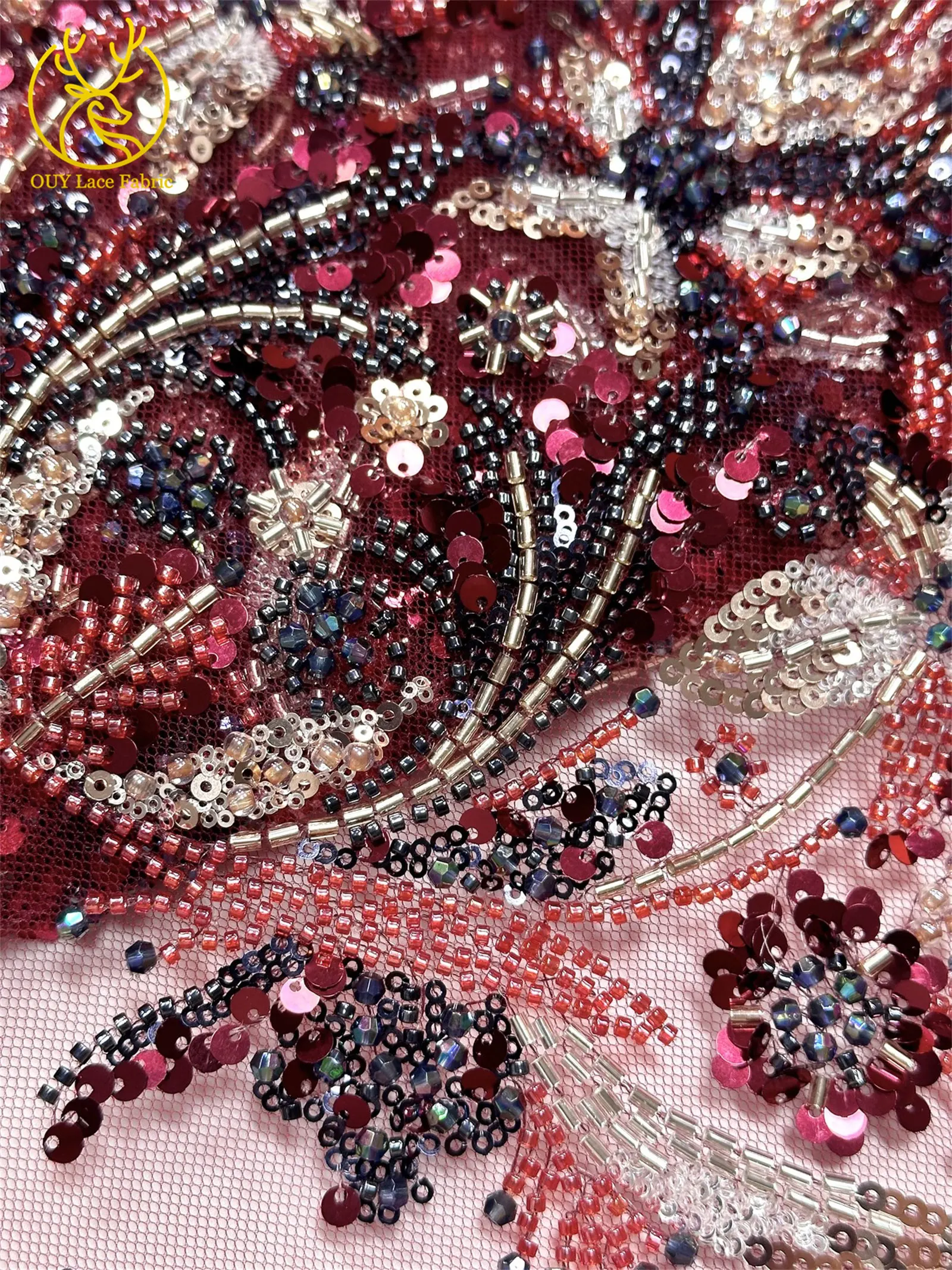 Luxuriöser Afrikanischer Spitzenstoff 2026 Hochwertige Französische Perlen-Pailletten-Spitze 5 Yards Nigeria Tüllspitze für Party- und Hochzeitskleider – Detail 21