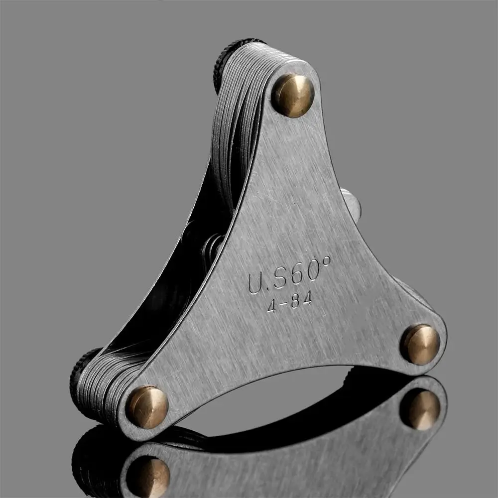 Calibrador de paso de tornillo de acero inoxidable de precisión, cuchillas de rosca de 60 grados, medidor de medición de rosca 4-84, herramienta de medición triangular, 51 piezas