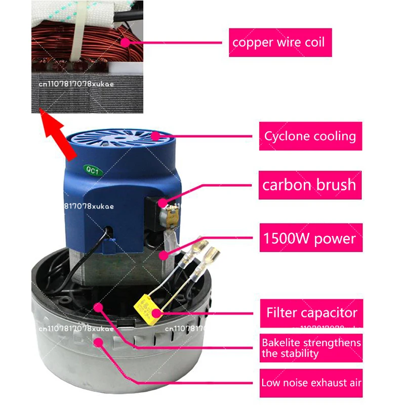 Vacuum Cleaner Motor Large Power Diameter Vacuum Cleaner Parts Motors 220V 1500W