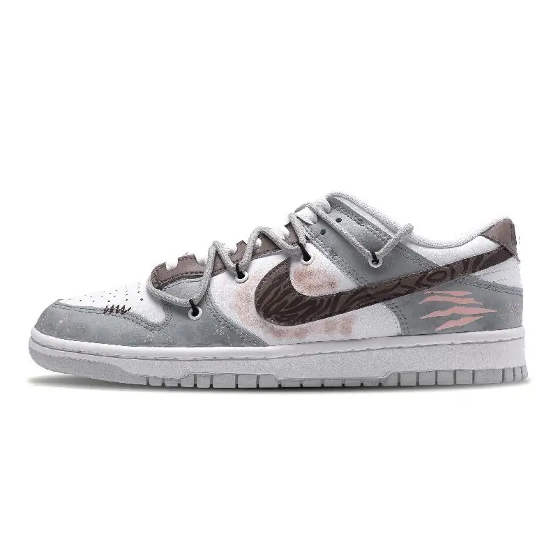 【Customize】Nike Dunk Skateboarding Shoes Men Low-top Brown/Gray Sneakers shoes DV0831-101